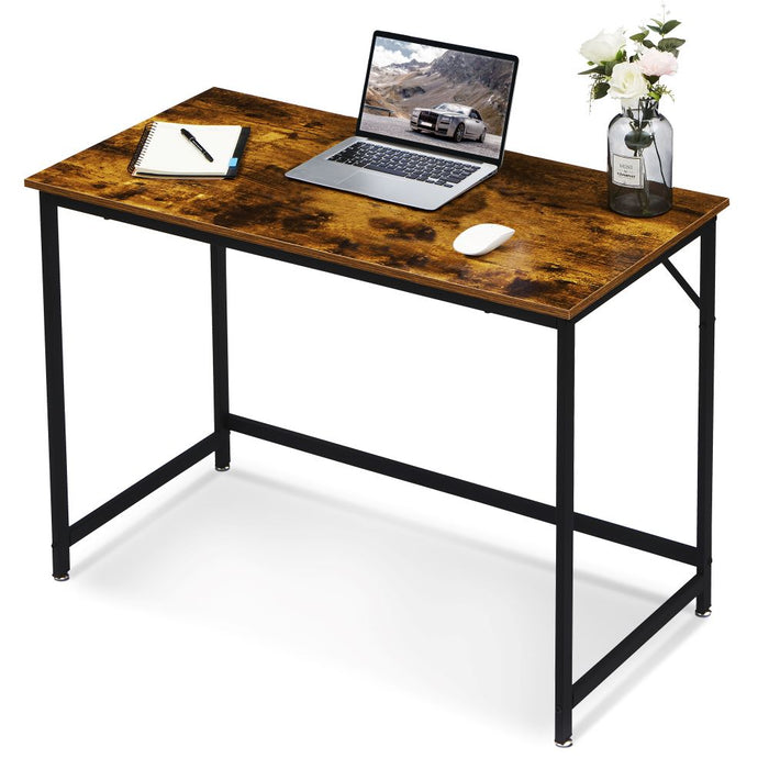 Mcombo Small Computer Desk, Industrial Laptop Desk for Home Office, Simple Style PC Table, Wooden Sturdy Writing Desk, 40inch Workstation for Space Saving, (Grey, Easy Assemble) 6090-Single-YBR39 6090-Single-BR39