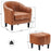 Mcombo Accent Club Chair, Barrel Chair with Ottoman, Faux Leather Arm Chair for Living Room Bedroom, Small Space 4022