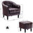 Mcombo Accent Club Chair, Barrel Chair with Ottoman, Faux Leather Arm Chair for Living Room Bedroom, Small Space 4022
