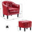 Mcombo Accent Club Chair, Barrel Chair with Ottoman, Faux Leather Arm Chair for Living Room Bedroom, Small Space 4022