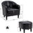 Mcombo Accent Club Chair, Barrel Chair with Ottoman, Faux Leather Arm Chair for Living Room Bedroom, Small Space 4022