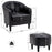 MCombo Accent Club Chair, Barrel Chair with Ottoman, Faux Leather Arm Chair for Living Room Bedroom, Small Space 4022