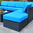 Mcombo Outdoor Patio Black Wicker Furniture Sectional Set All-Weather Resin Rattan Chair Modular Sofas with Water Resistant Cushion Covers 6085 Ottoman,Blue
