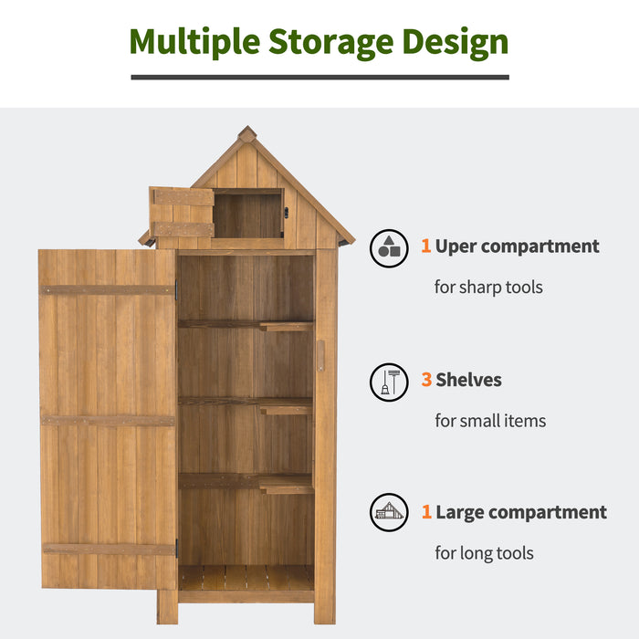 Mcombo 70” Wooden Garden Shed Wooden Lockers with Fir Wood, Fashionable Design with Double Doors Cabinet 6056-0770