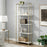 Mcombo 5 Tier Bookshelf Tall, Open Etagere Bookcase with Metal Frame, Office Shelf Storage Organizer, Modern Book Shelf for Living Room, Bedroom, Home Décor Display Rack, White Marble Gold 6090-BS303WGD/6090-BS404WGD/6090-BS505WGD