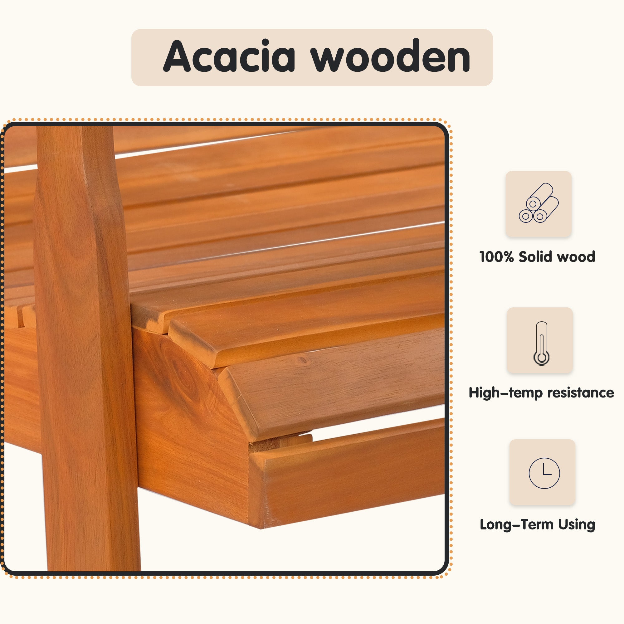 Patio Wood Garden Bench 2-Seat, BC01