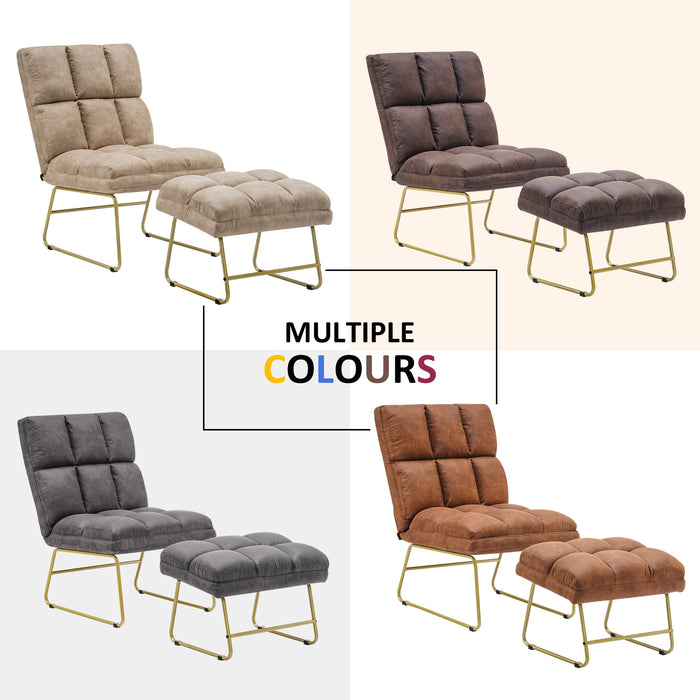 MCombo Accent Chair with Ottoman, Hot-Stamping Club Chair With Golden Metal Legs, Lounge Sofa Couch for Living Reading Room Bedroom 4013