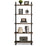 Mcombo Industrial Bookshelf Wood & Metal Bookcase, Rustic Plant Shelf Storage Rack Vintage Kitchen Shelves, Wide Modern Open Display Shelf Heavy Duty Pipe Book Cases Farmhouse Etagere BS505/404/303BLK