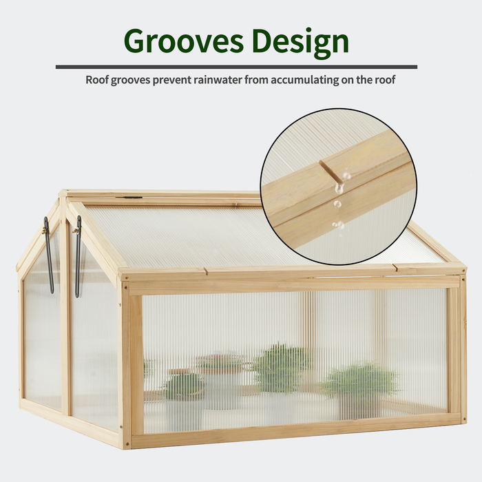 MCombo Double Box Wooden Greenhouse Cold Frame Raised Plants Bed Protection 6057-0145