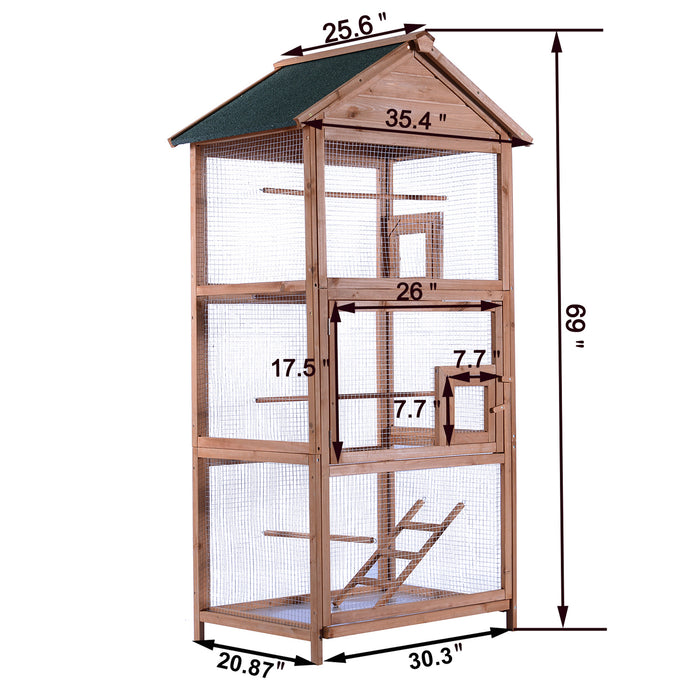 MCombo 70" Wood Bird Cage Play House Parrot Finch Cockatoo Macaw Aviary Pet Supply 0011