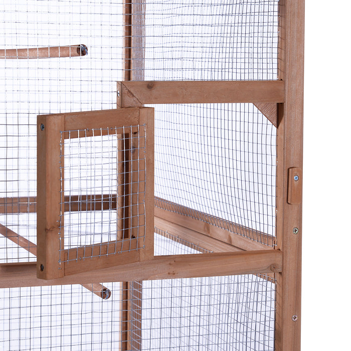 MCombo 70" Wood Bird Cage Play House Parrot Finch Cockatoo Macaw Aviary Pet Supply 0011