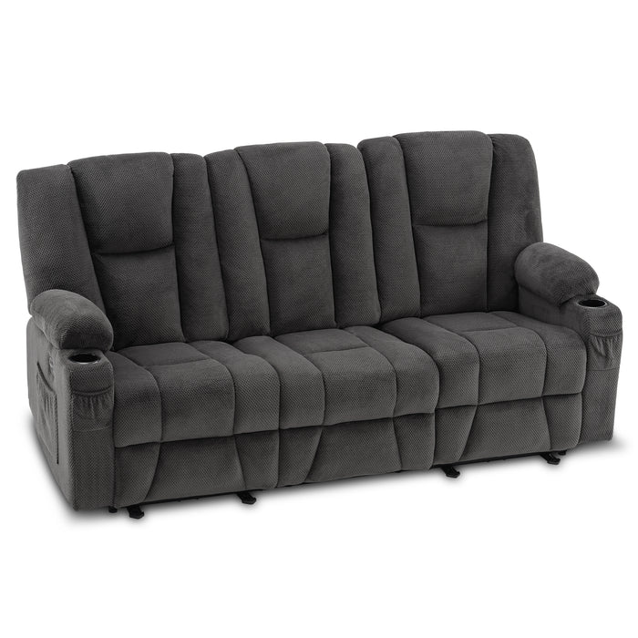 Mcombo Fabric Power Loveseat Recliner, Electric Reclining Sofa with Heat and Massage, Cup Holders, USB Charge Port for Living Room 6015/6035/6025/6045