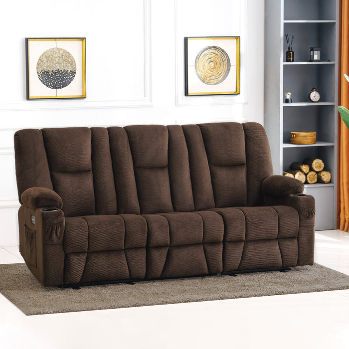 Mcombo Fabric Power Loveseat Recliner, Electric Reclining Sofa with Heat and Massage, Cup Holders, USB Charge Port for Living Room 6015/6035/6025/6045