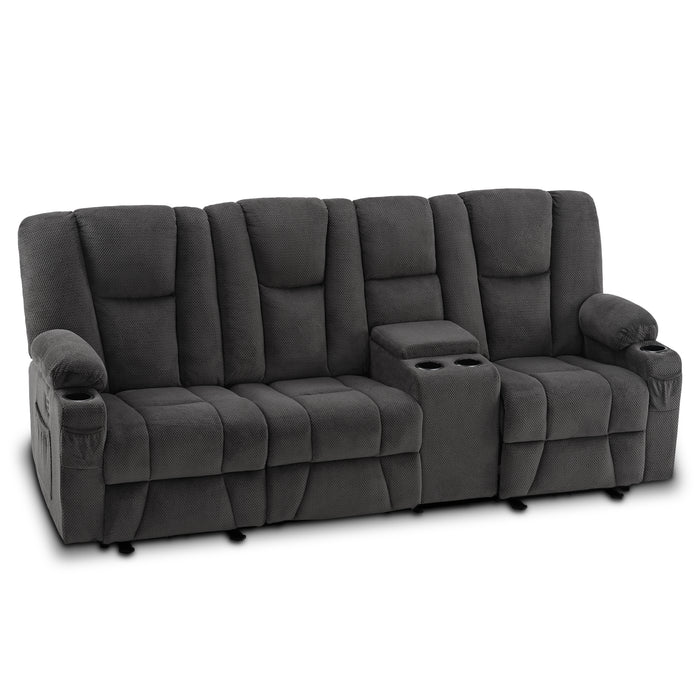 Mcombo Fabric Power Loveseat Recliner, Electric Reclining Sofa with Heat and Massage, Cup Holders, USB Charge Port for Living Room 6015/6035/6025/6045