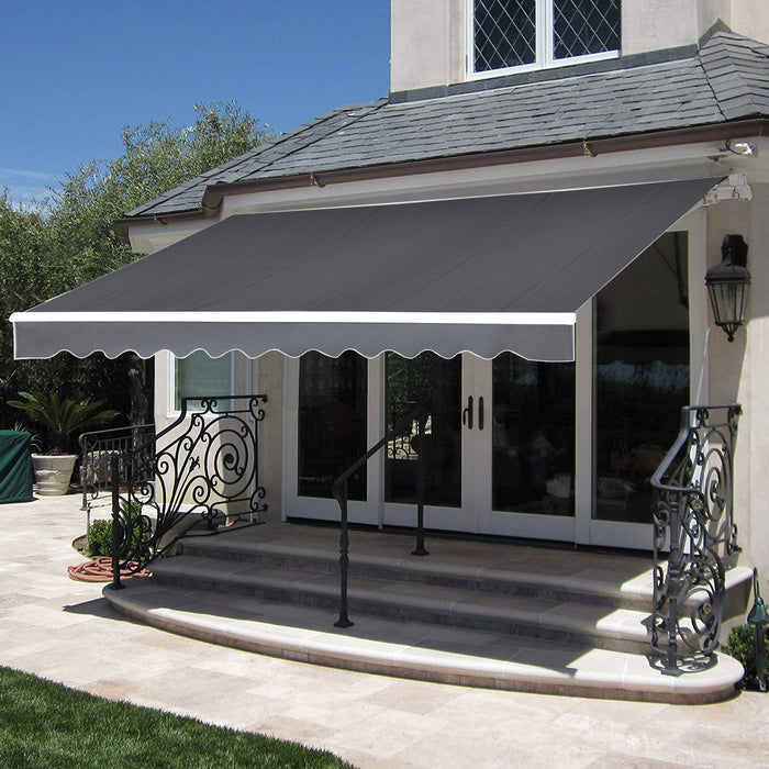 MCombo 12x10 Feet Motorized Retractable Awning Patio Awning Door Window Sunshade Shelter Outdoor Canopy