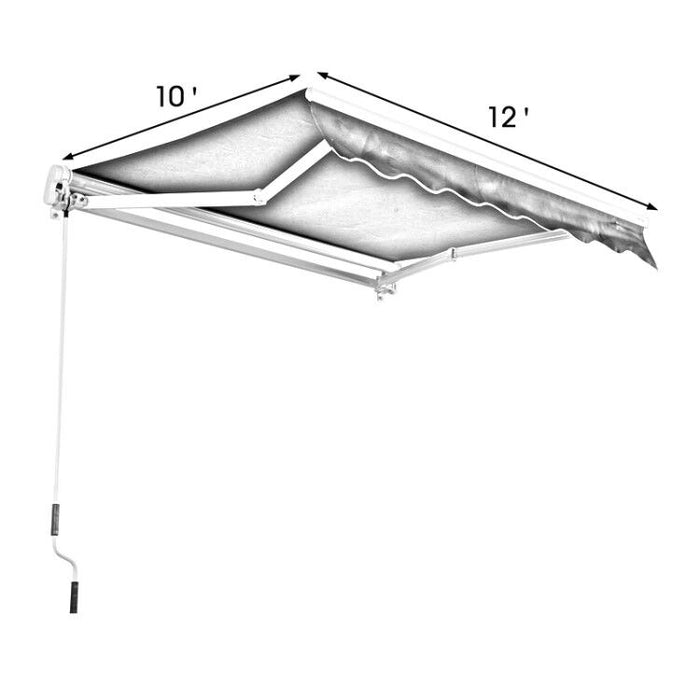 USED MCombo 13x8 10x8 12x10 FT Manual Retractable Patio Window Awning Commercial Grade - Quality 100% 280G Polyester Sunshade Shelter Outdoor Canopy Aluminum Frame