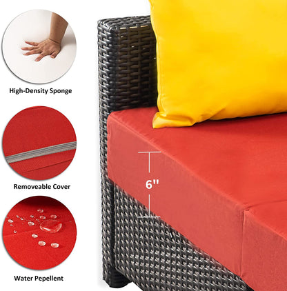 Patio Wicker Furniture Sectional Set, 6080-DIY-RD