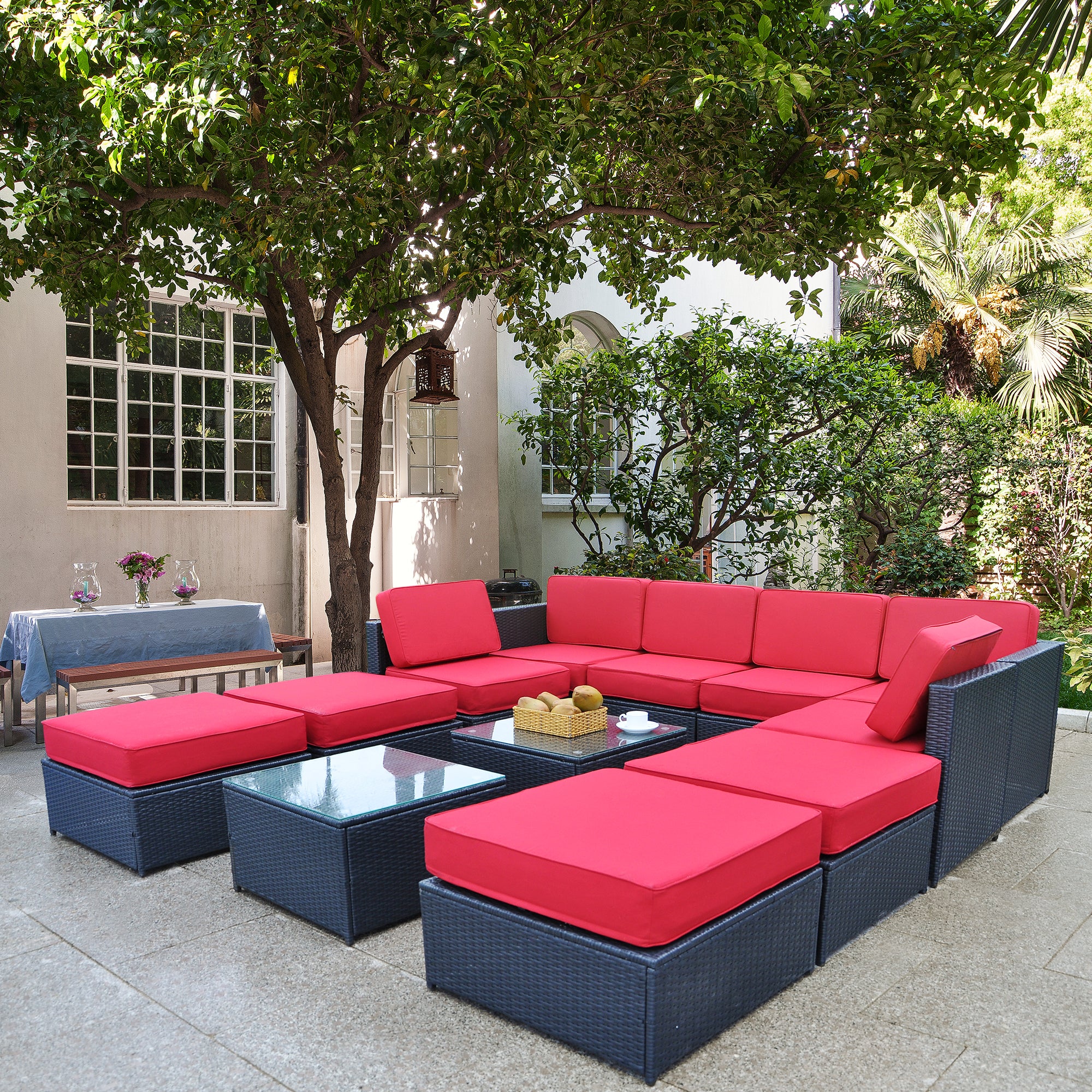 12PC Patio Wicker Furniture Sectional Set, 6085-S1012