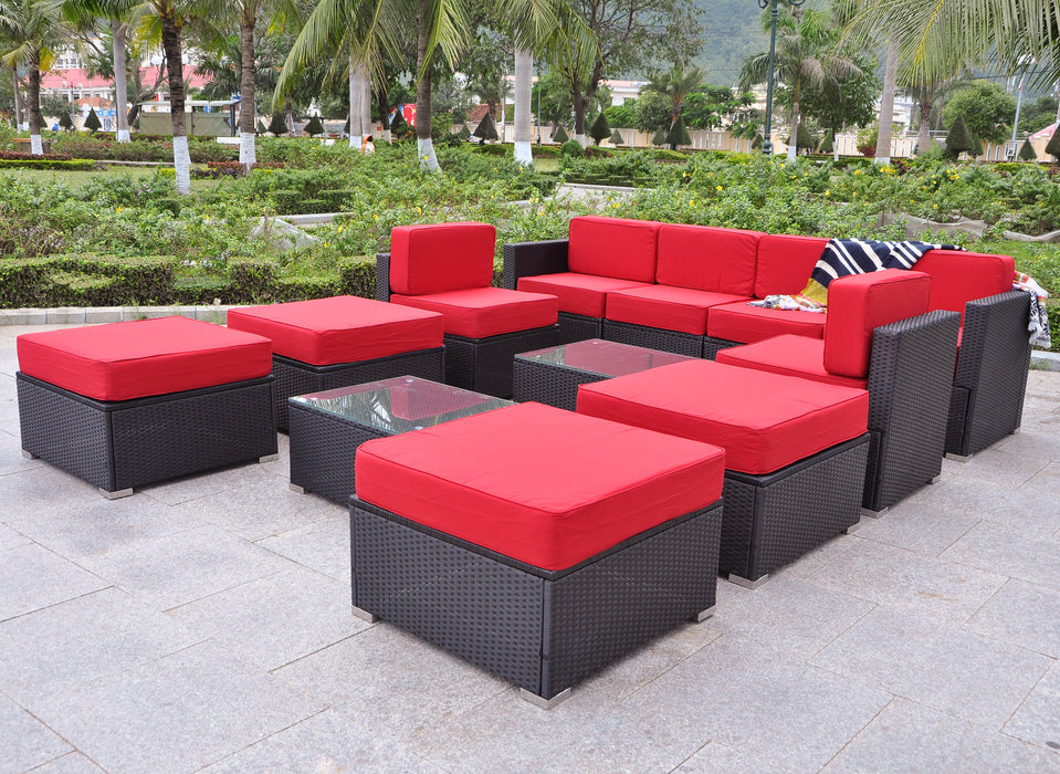 mcombo 12 PC Outdoor Furniture Patio Wicker Chair Sofa With Cushion Sectional Garden Seat 6082-12PC