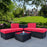 Mcombo 5 Pieces Patio Outdoor Wicker Rattan Sofa Sectional Furniture Set All Weather Lawn Porch Couch Conversation Loveseat chair with Cushions and Coffee Tea Table 6082-5PC-A2