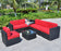 MCombo 8 Pieces Patio Furniture Sets with Cushions, All-Weather Outdoor Sectional Sofa with Corner Table,Wicker Patio Conversation Set with Glass Coffee Table 6082-8pc