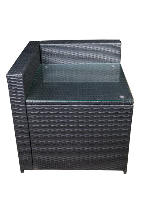 mcombo Black Wicker Sofa Patio Sectional Outdoor Furniture Chair Conversation Set 6085-DIY-EY