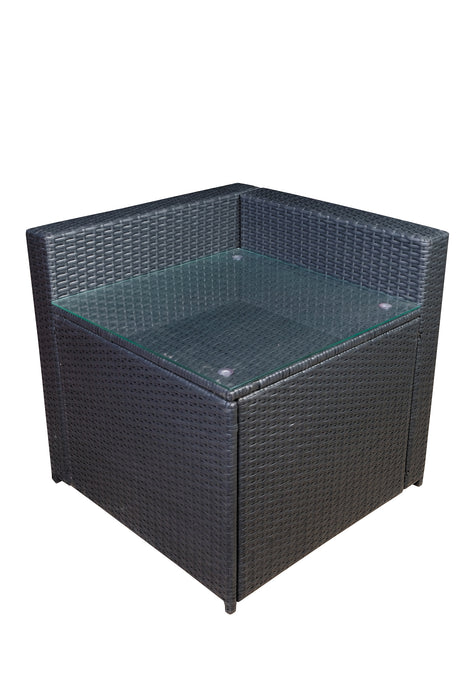 mcombo Black Wicker Sofa Patio Sectional Outdoor Furniture Chair Conversation Set 6085-DIY-BL