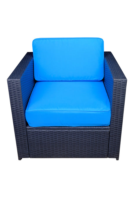 mcombo Black Wicker Sofa Patio Sectional Outdoor Furniture Chair Conversation Set 6085-DIY-BL