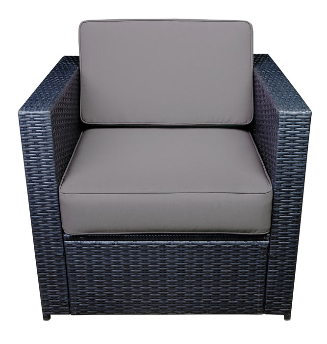 mcombo Black Wicker Sofa Patio Sectional Outdoor Furniture Chair Conversation Set 6085-DIY-EY