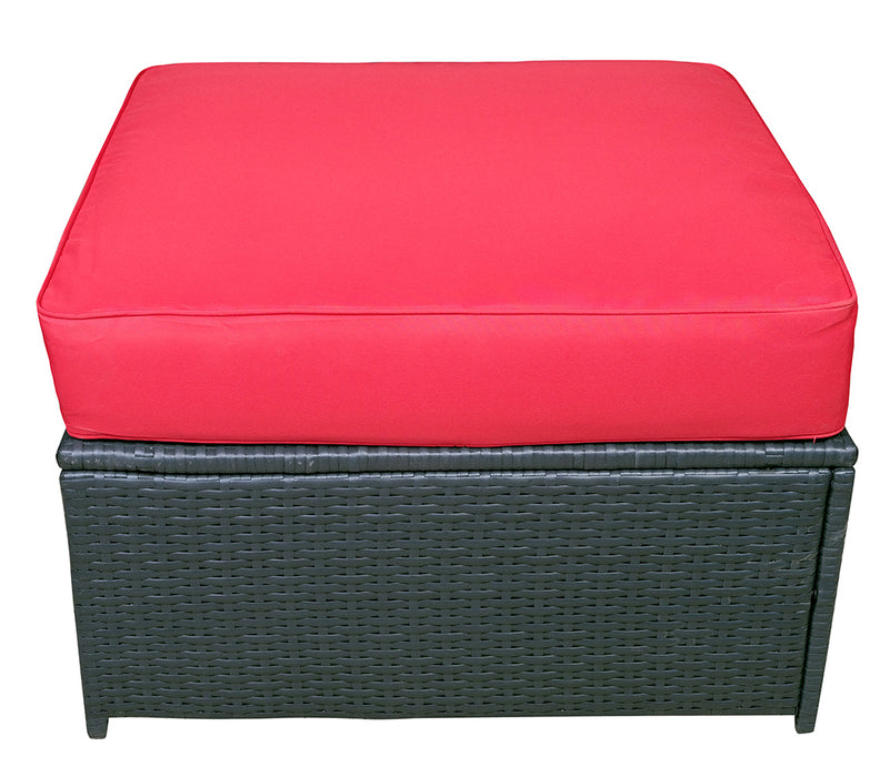 mcombo Black Wicker Sofa Patio Sectional Outdoor Furniture Chair Conversation Set 6085-DIY-RD