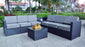 Mcombo Outdoor Patio Black Wicker Furniture Sectional Set All-Weather Resin Rattan Chair Conversation Sofas with Water Resistant Cushion Covers 6085 8PC