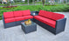 Mcombo Outdoor Patio Black Wicker Furniture Sectional Set All-Weather Resin Rattan Chair Conversation Sofas with Water Resistant Cushion Covers 6085 8PC