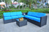 Mcombo Outdoor Patio Black Wicker Furniture Sectional Set All-Weather Resin Rattan Chair Conversation Sofas with Water Resistant Cushion Covers 6085 8PC