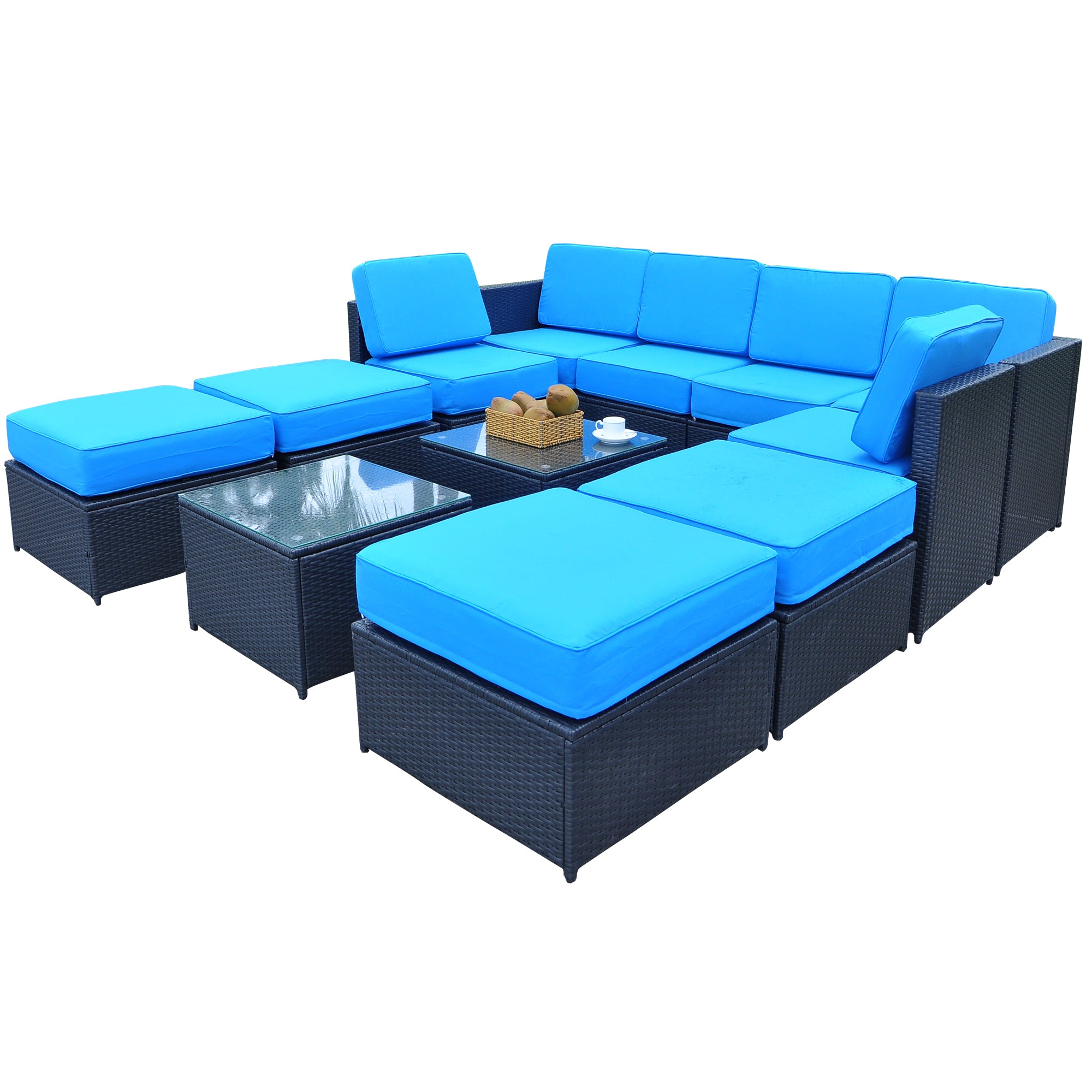 12PC Patio Wicker Furniture Sectional Set, 6085-S1012