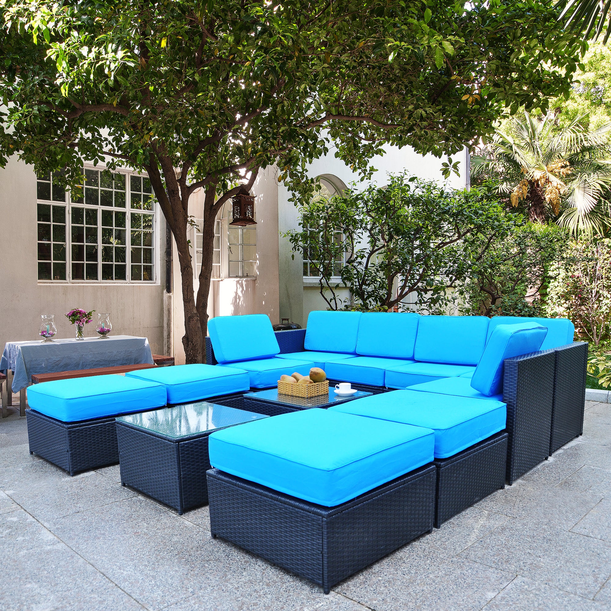 12PC Patio Wicker Furniture Sectional Set, 6085-S1012