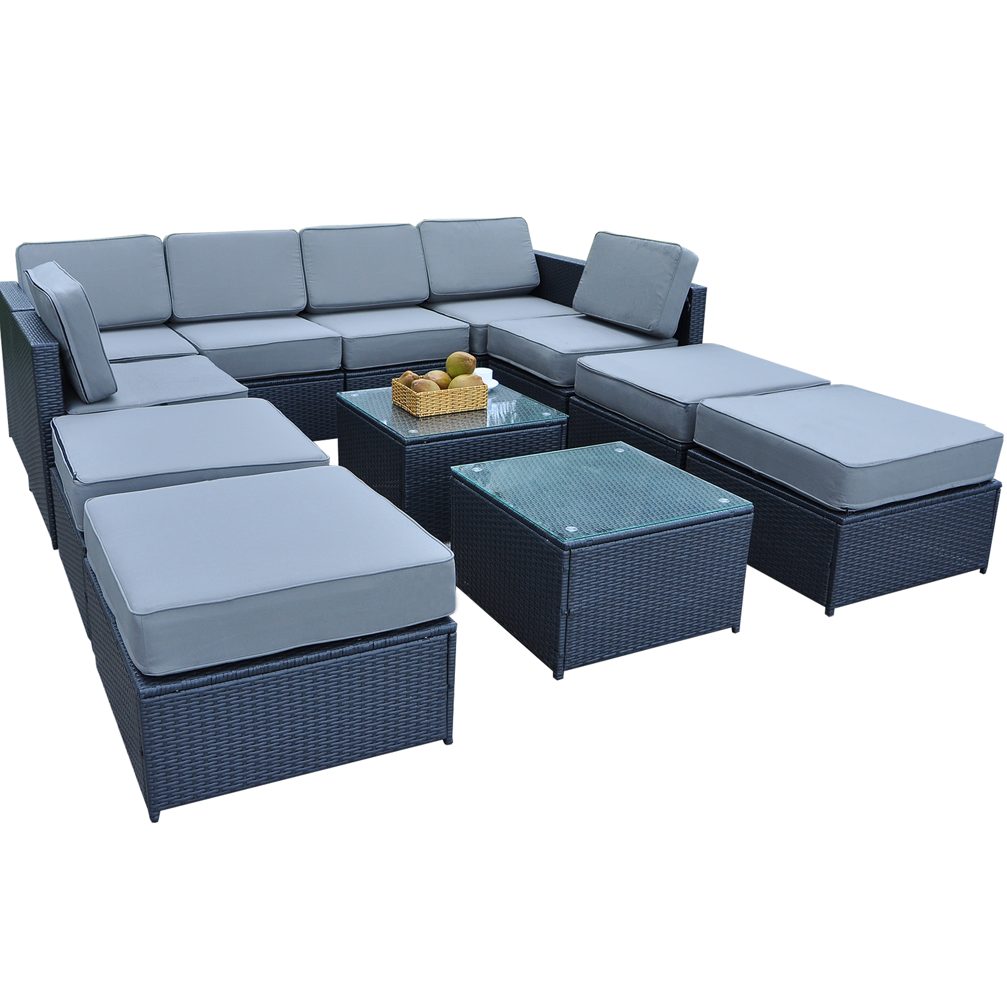 12PC Patio Wicker Furniture Sectional Set, 6085-S1012