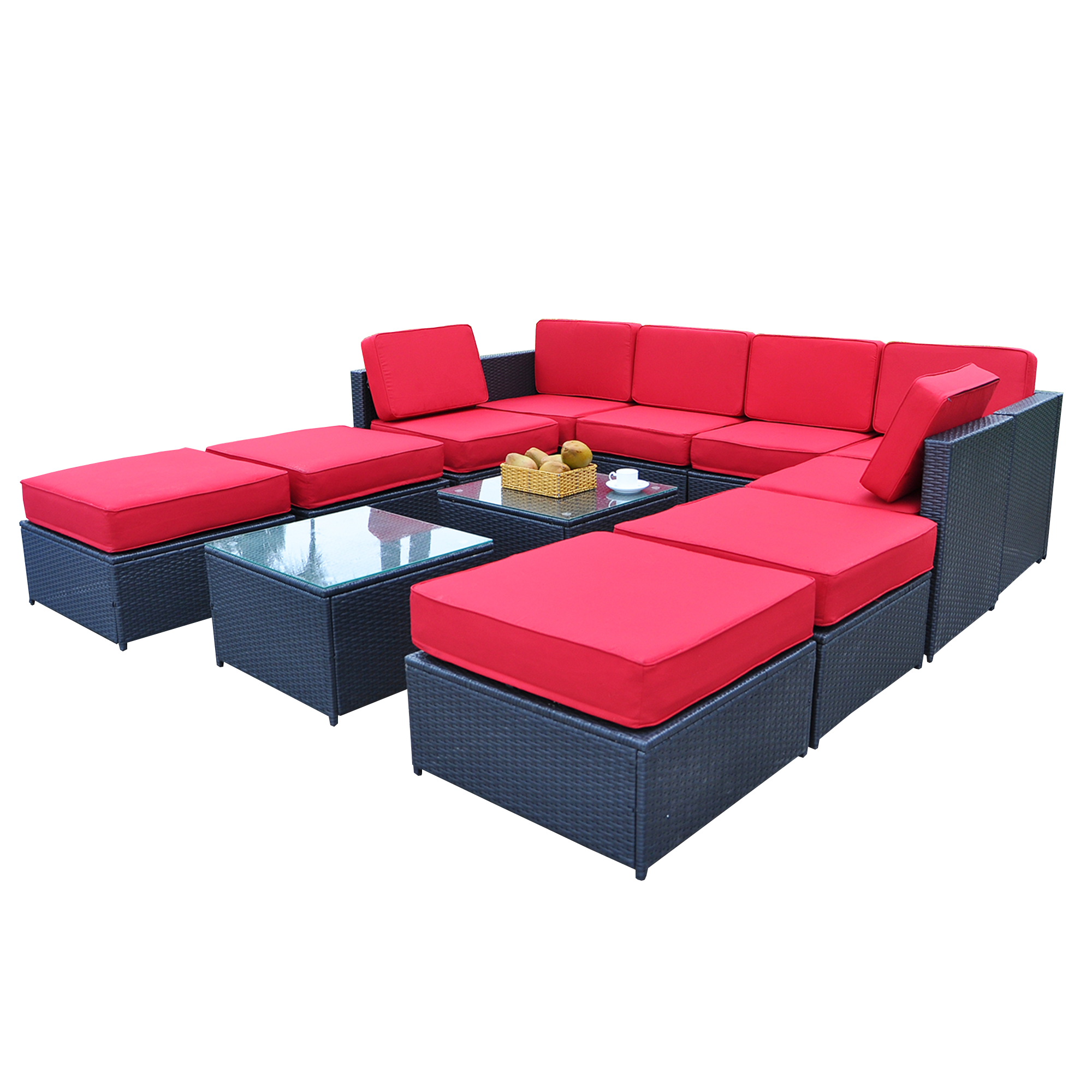 12PC Patio Wicker Furniture Sectional Set, 6085-S1012