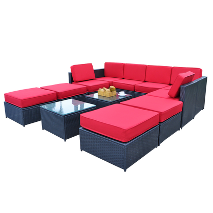 12PC Patio Wicker Furniture Sectional Set, 6085-S1012
