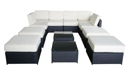 12PC Patio Wicker Furniture Sectional Set, 6085-S1012