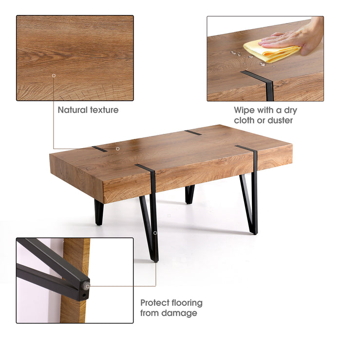 Modern Industrial Oversize Dining Table Desk Table Council Board Rustic and Modern Style Thicker Table top Rustproof Metal Frame for for Living Room Office  6090-SEAS-DT