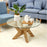 Mcombo Modern Mid-Century Glass Round Coffee Table for Living Room 32 inch Wood Frame 6090-TREE-CT