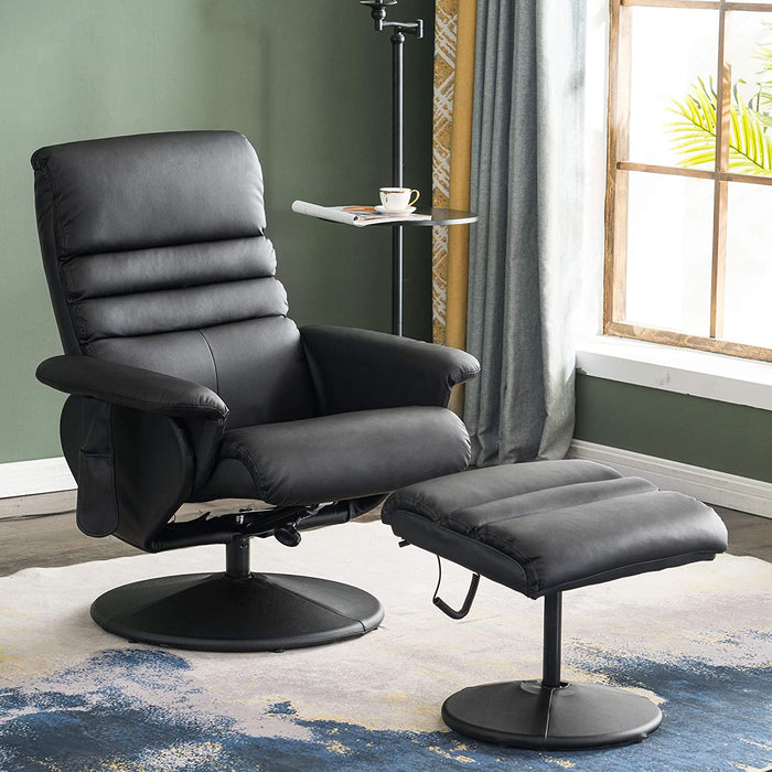 MCombo Leather Recliner Chair with Ottoman Swivel Base for Living Room Office 7902