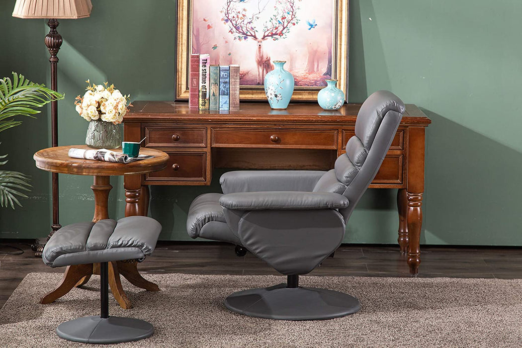 MCombo Leather Recliner Chair with Ottoman Swivel Base for Living Room Office 7902