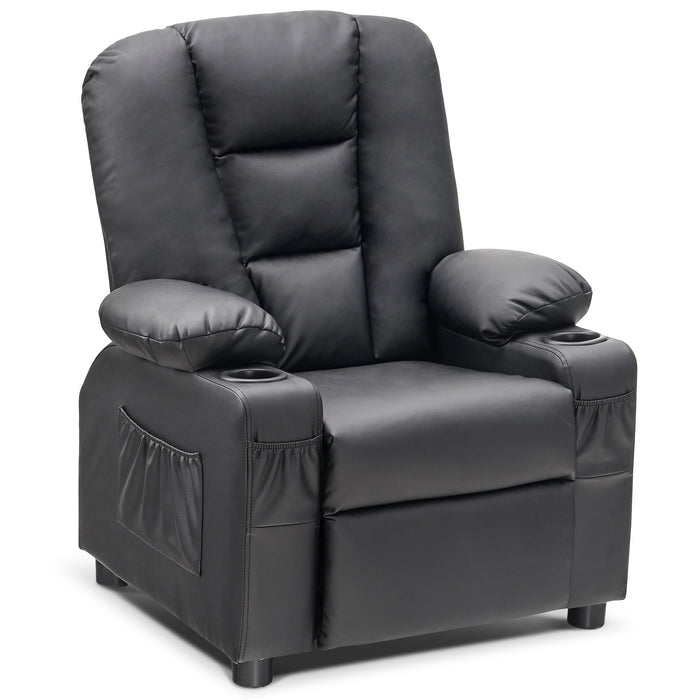 MCombo Big Kids Recliner Chair with Cup Holders for Toddler Boys and Girls, 2 Side Pockets, 3+ Age Group, Faux Leather 7322