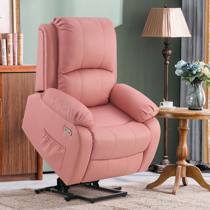 Lay Flat Recliner Lift Chairs with Airbag Lumbar Support and Heat, Massage Recliner  Chair, Electric Recliner Chair with 2 Side Pocket, 3 Presses Modem, USB and  Type-C Port, Velvet