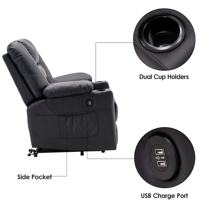 Mcombo Power Lift Recliner Chair with Massage and Heat for Elderly, 3 Positions, Cup Holders, USB Ports, 7509