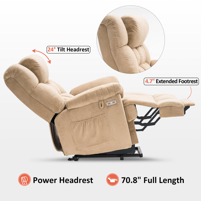 MCombo Power Lift Recliner Chair with Massage and Heat, Adjustable Headrest & Extended Footrest for Elderly People, Fabric 7533