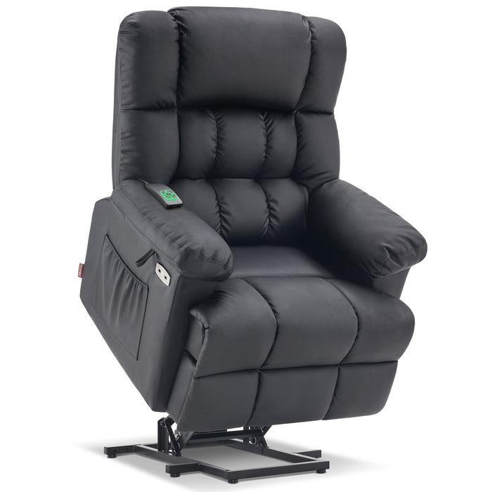 Mcombo Electric Power Lift Recliner Chair with Massage and Heat, Adjustable Headrest & Extended Footrest for Elderly People, 3 Positions, USB Ports, 2 Side Pockets, Faux Leather 7533