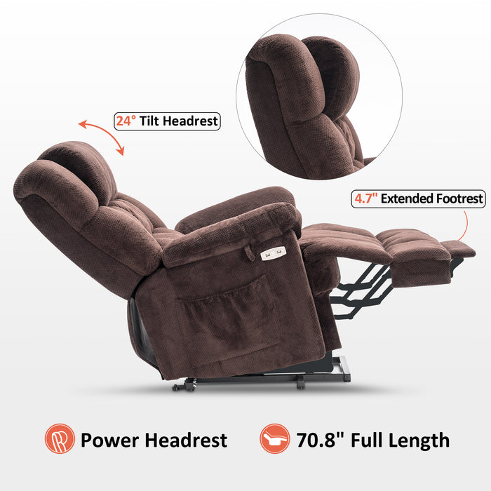 MCombo Power Lift Recliner Chair with Massage and Heat, Adjustable Headrest & Extended Footrest for Elderly People, Fabric 7533