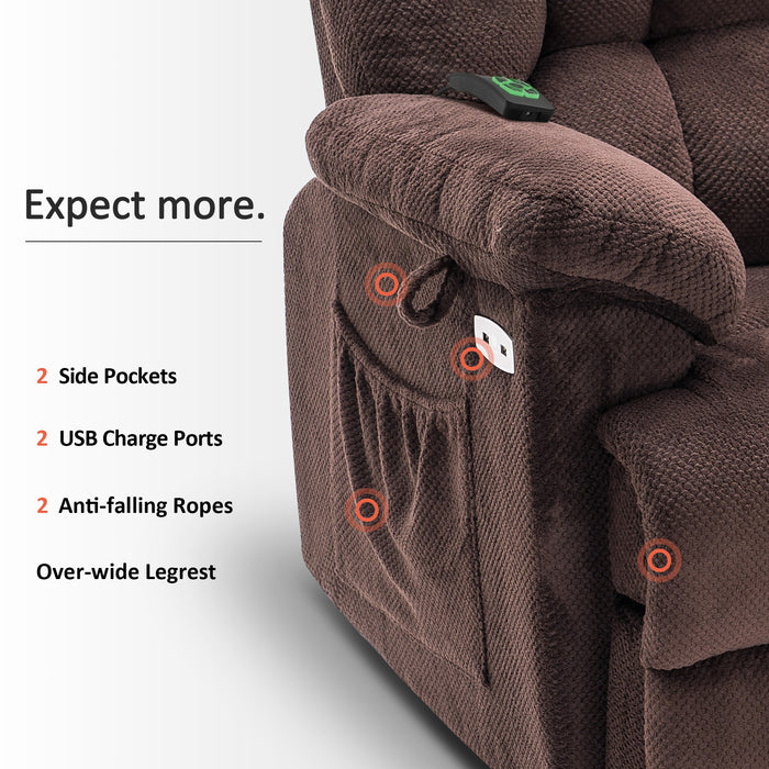 Mcombo Power Lift Recliner Chair with Massage and Heat, Adjustable Headrest & Extended Footrest for Elderly People, Fabric 7533